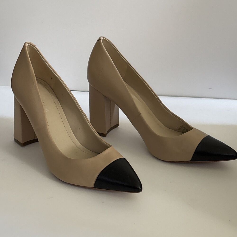 Marc Fisher Pumps Chic Heels Cap Toe Sz 10 Comfortable Block Heel